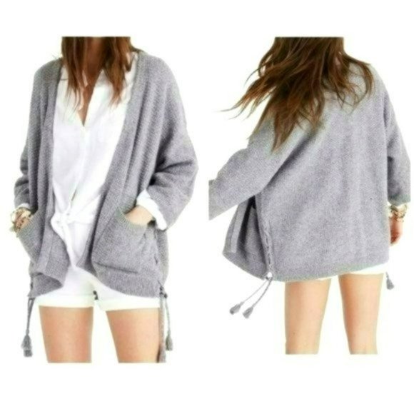Madewell Women's Gray Open Knit Loose Side Tassels Cardigan Sweater Size XS - Picture 2 of 10